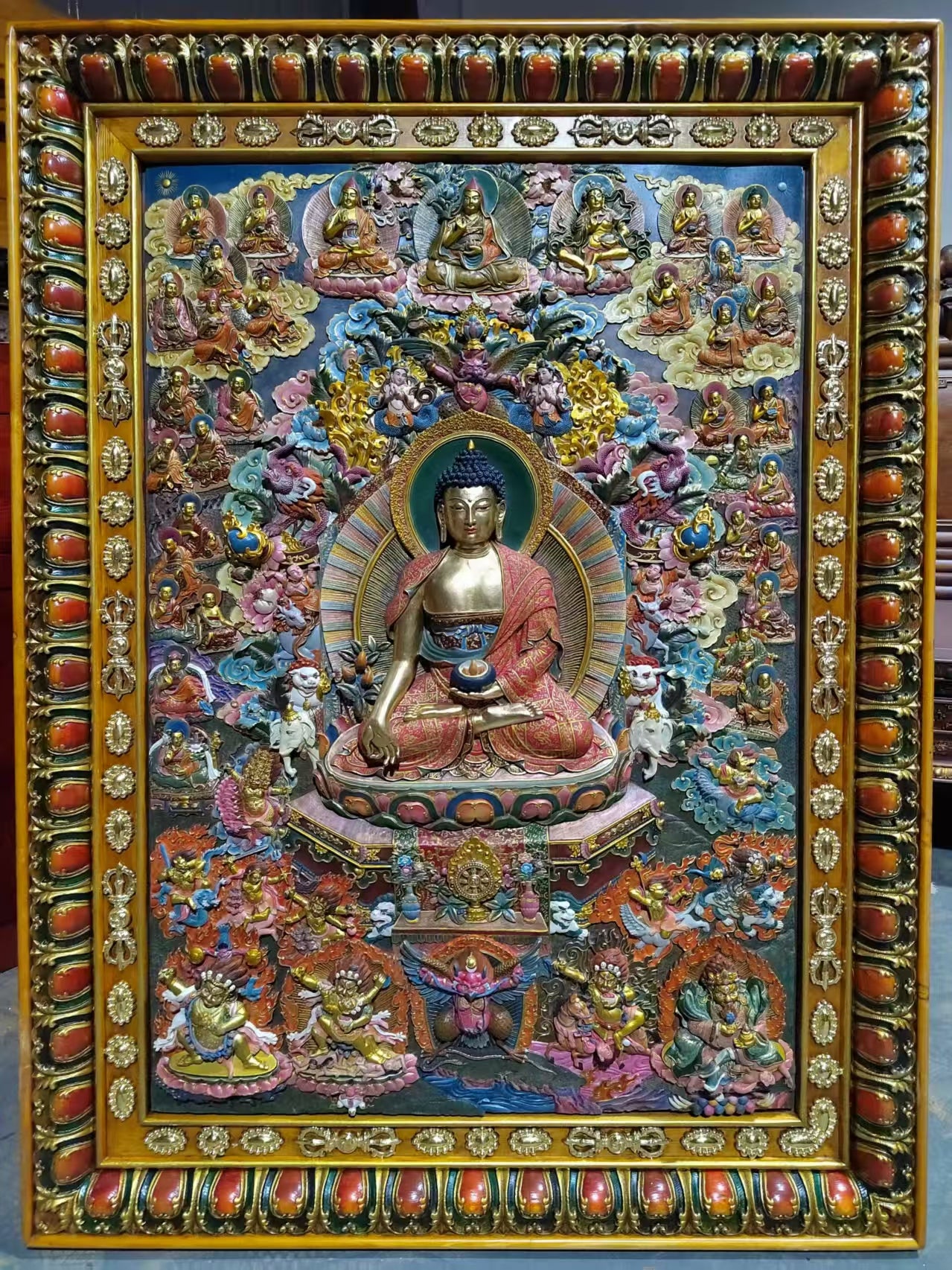 Sakyamuni Buddha Enlightenment Relief Thangka